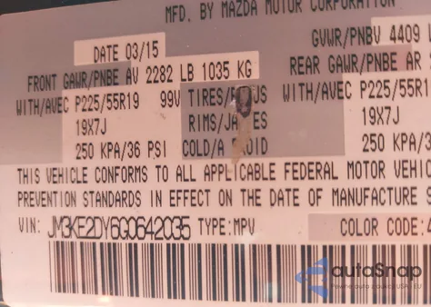 2016 Mazda Cx-5 Grand Touring from USA, damaged, VIN JM3KE2DY6G0642035